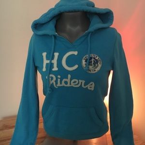 Hollister aqua hoodie with logo